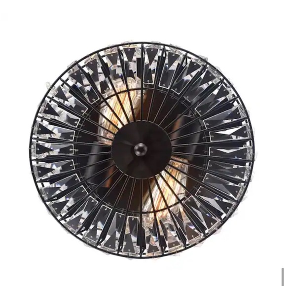 COPY - 11.75 in. 2-Light Black Ceiling Flush Mount Light with Crystal Glass - Picture 7 of 10